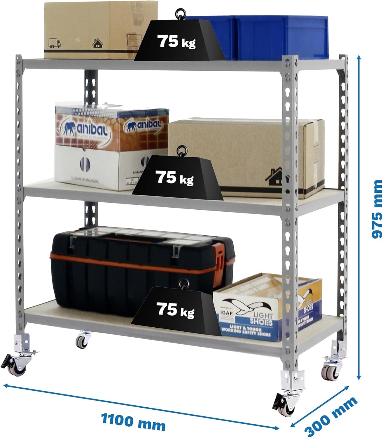 Simonrack Maderclick Mobile Superplus 3/300 900 Screwless Metal Shelving Kit Grey/MAD