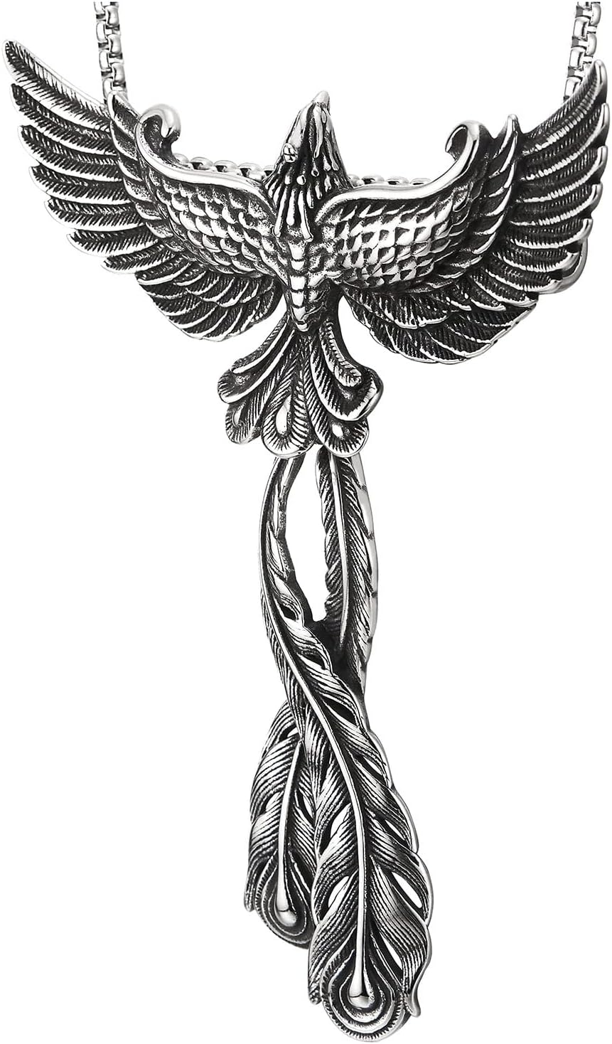 Pendentif Phénix Tour Acier Inoxydable - Style Renaud - Neuf Sans Emballage