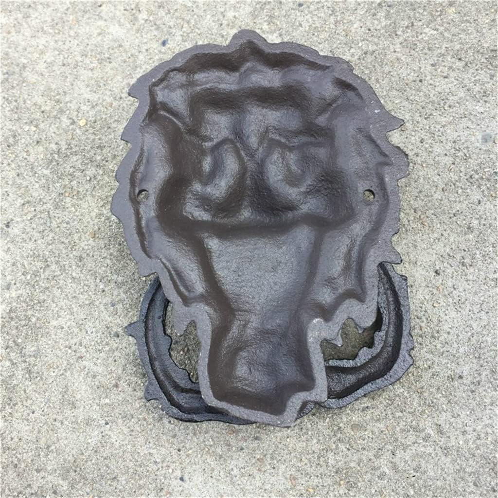 TIST Iron Door Knocker Front Door Retro Cast Iron Door Knock Black Lion Head Door Handle Home Classical Door Ring Knocker Surface-Mounted Installation