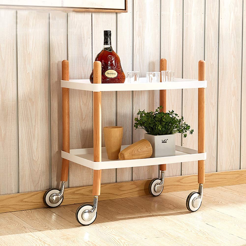 Trolleys Móviles, Camiones de Almacenamiento de Cocina, 2 Nide Carro de Catering, Carro de Vinos, Almacenamiento, Restaurantes para la Cama/White/L