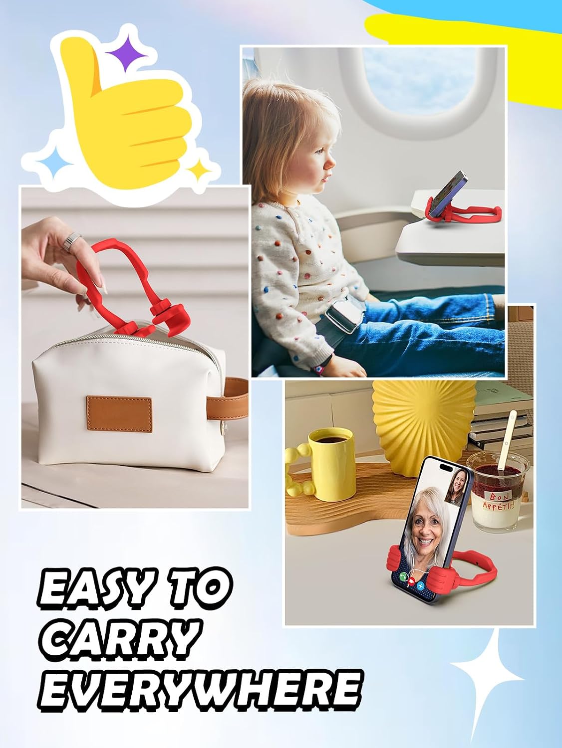 Gifts for Teens Girls Women Mom Wife Cell Phone Holder: Adjustable Thumbs Up Phone Stand Gift for Kids Adults Women Teenage Men Boy Grandma Funny Gadgets Trend Stuff Ideas Stocking Stuffer Gift