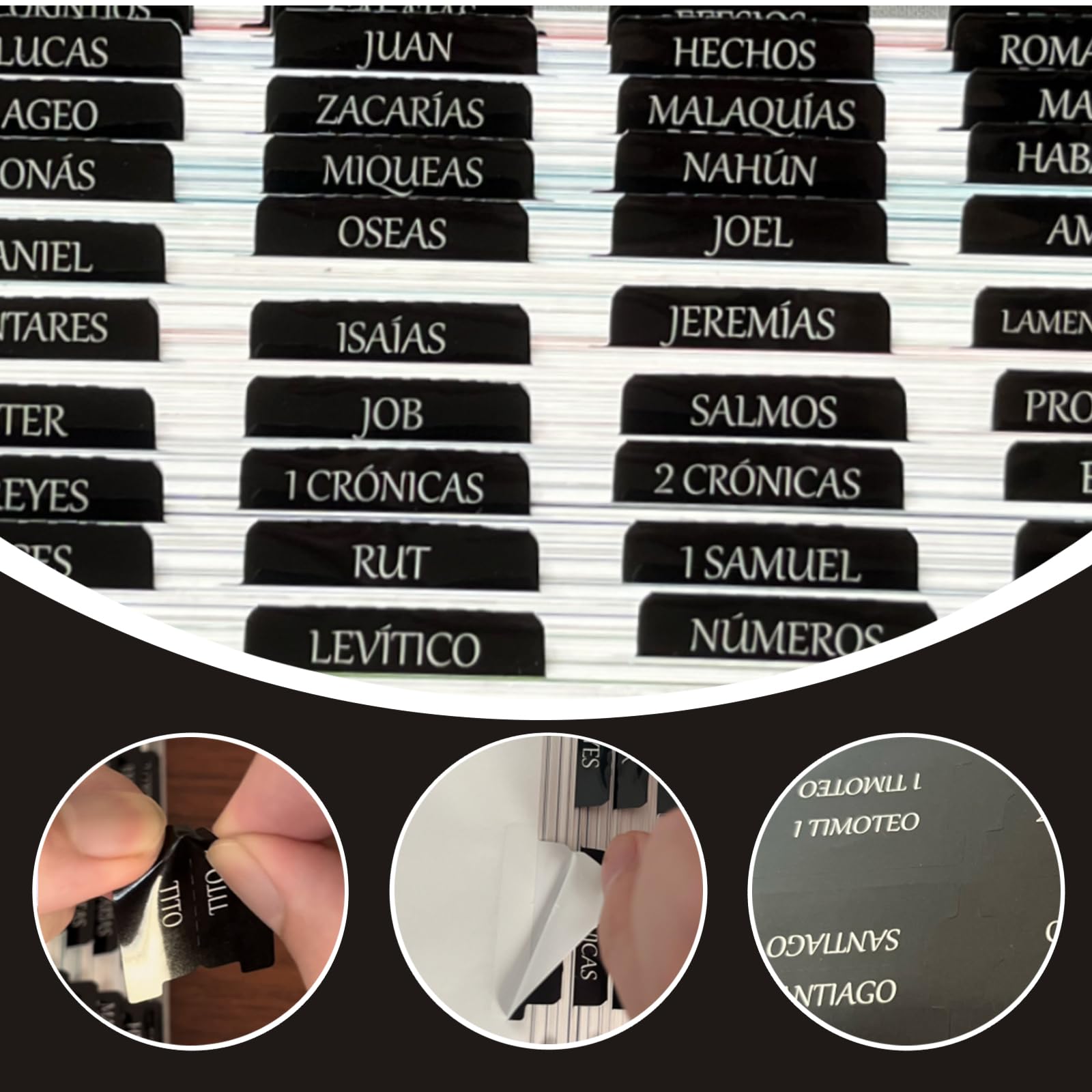 Pegatinas bíblicas grandes de lujo, negro, fáciles de leer y aplicar, para mujeres y hombres