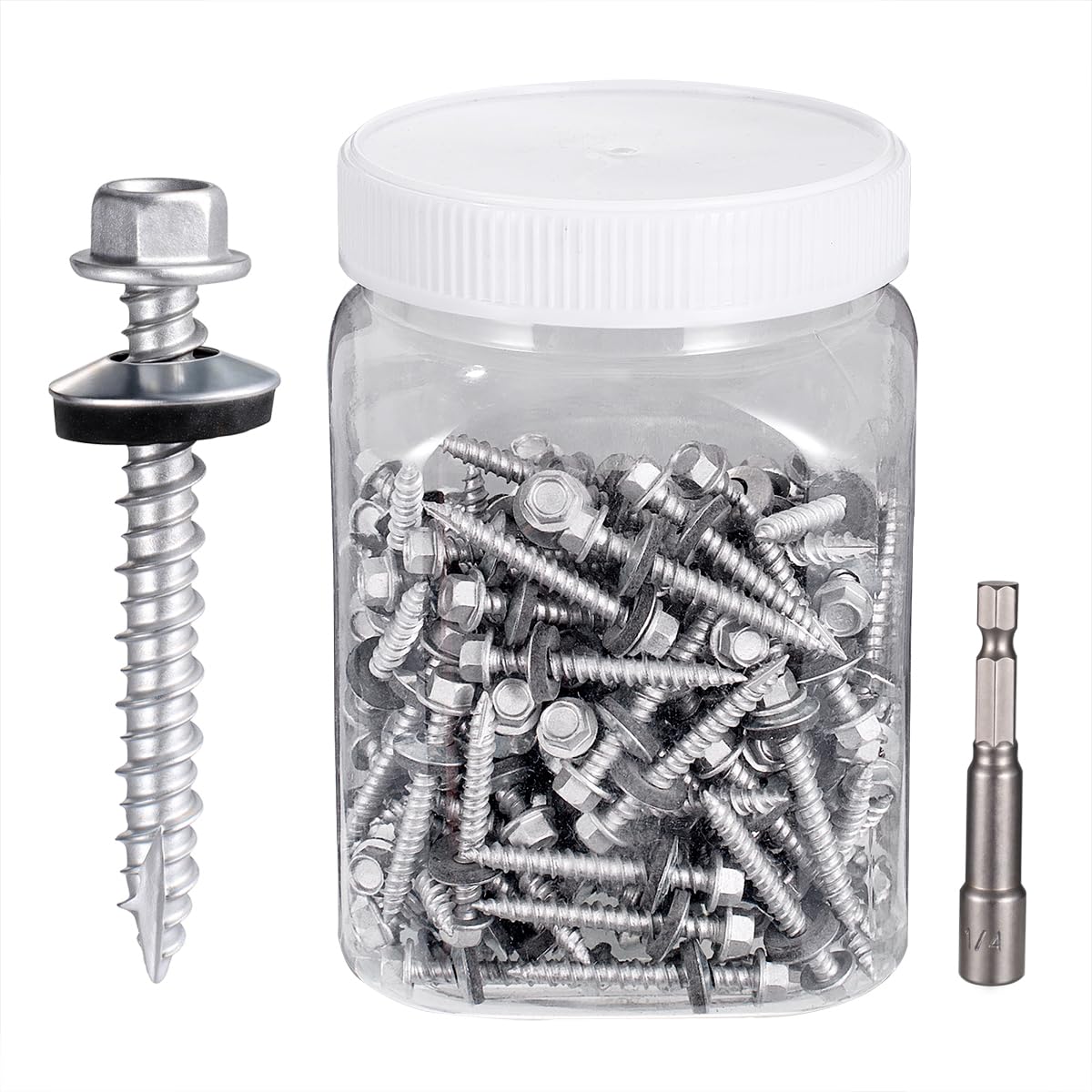 Silver Roofing Screws - 50 Pack #10x1-1/2 -17