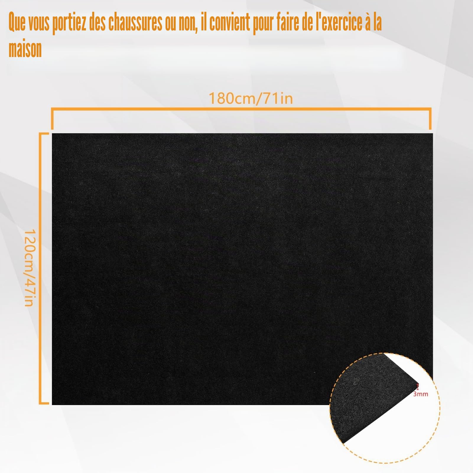 YEXEXINM Grand tapis d'exercice extra large, tapis de yoga et de course, pour salle de sport à domicile, Pilates, étirements, poids, fitness