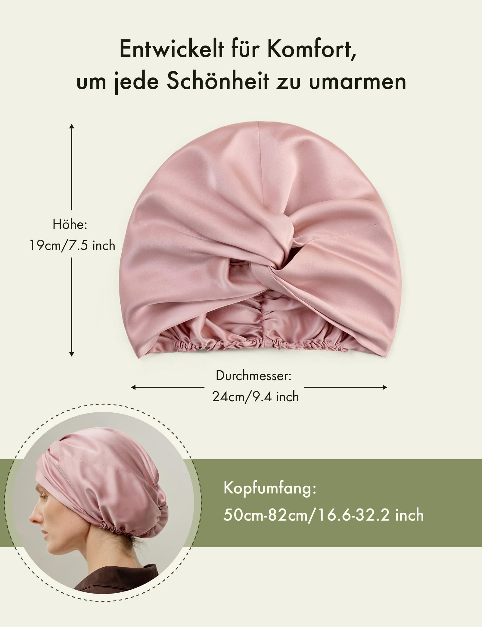 LILYSILK Berretto da donna 100% seta di gelso doppio strato lavabile in lavatrice, con schienale regolabile