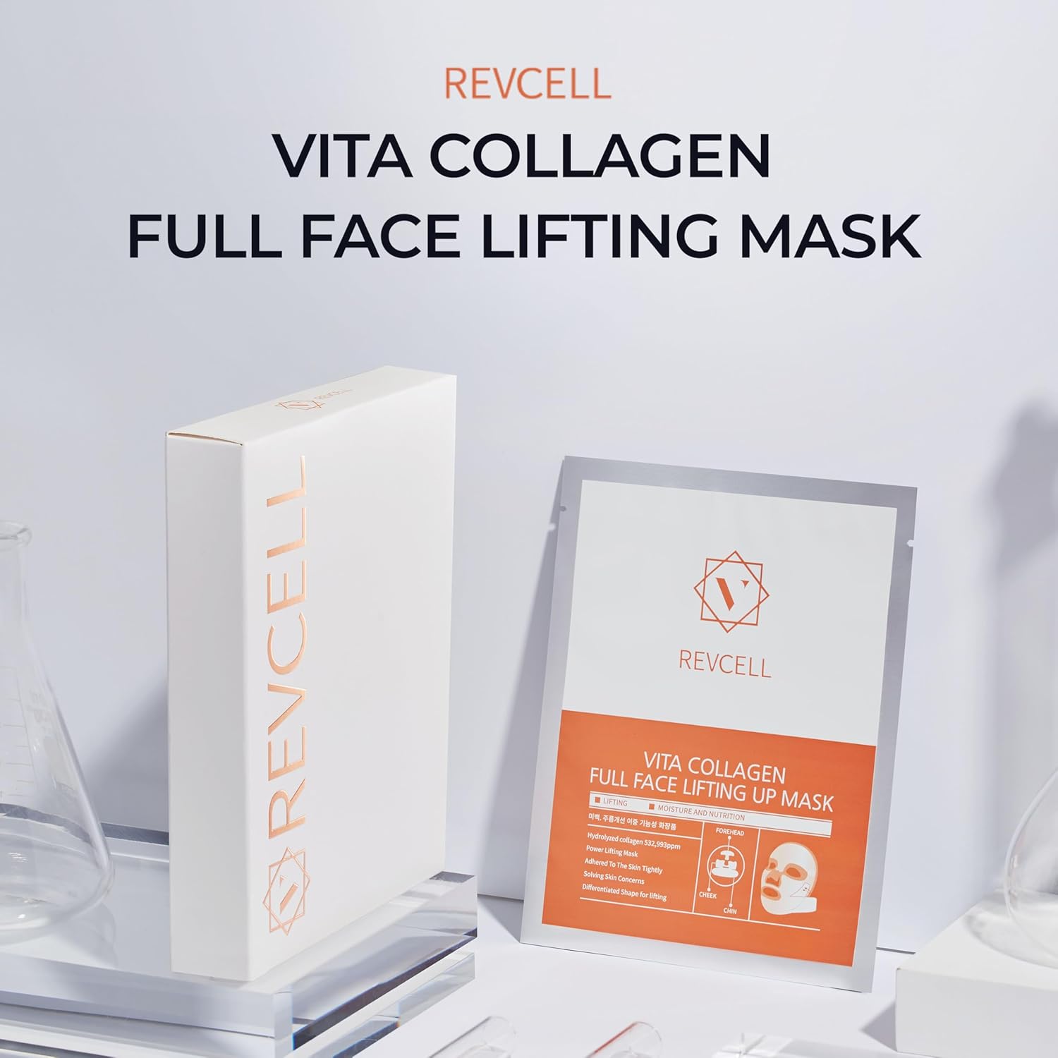 Revcell Vita Collagen Full Face Lifting Mask / 5sheets / 95g / White