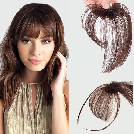 Bangs Hair Clip in 3D Air Bangs Topper Human Hair Thin Flat Bangs with