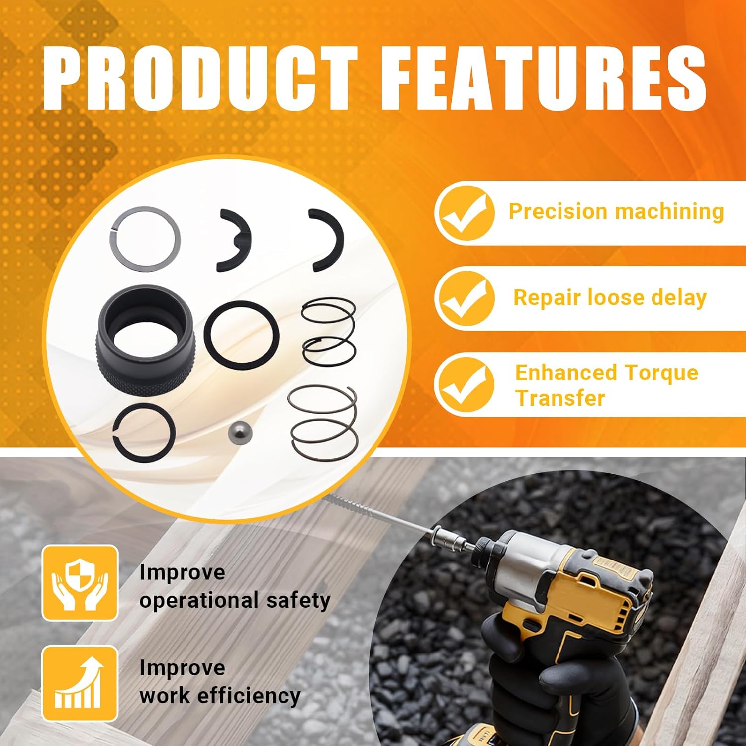 N864734 Collar Spring Steel Ball Impact Driver Kit Compatible with Dewalt DCF845 DCF845P1 DCF850 DCF850B DCF850N Atomic Cordless Impact Driver Replace Parts N921819 NA202231