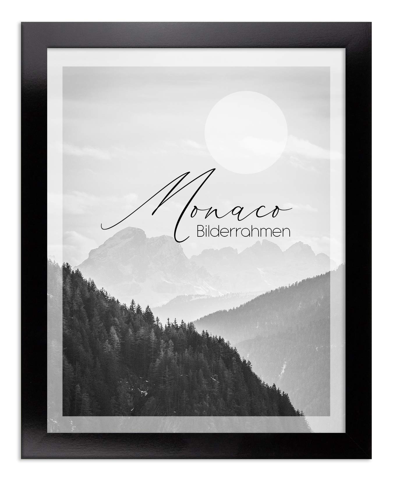 BIRAPA Monaco - Cornice portafoto 41 x 41 cm, colore nero lucido, effetto metallo, in alluminio spazzolato, cornice per poster, cornice intercambiabile