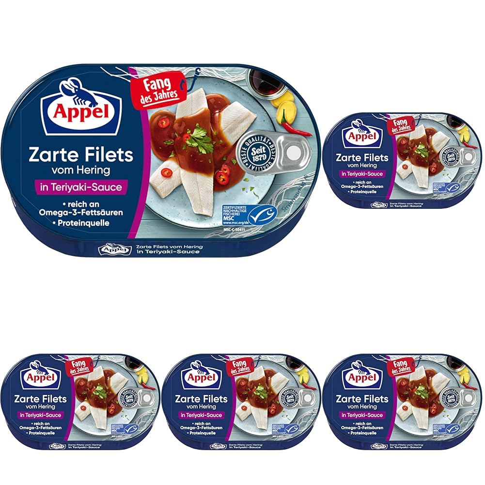 Appel Zarte Filets MSC vom Hering in Teriyaki-Sauce, 190 g (Packung mit 5)