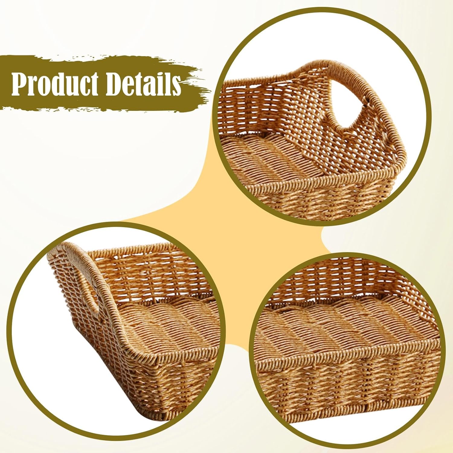 Fruit Basket Bread Basket Hand Woven Serving Tray for Snacks Countertop Drinks Fruits