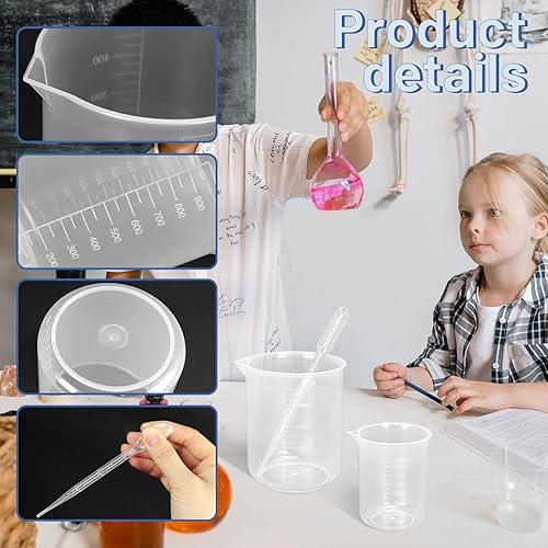 Miniatura 3 de Twdrer Juego de vasos de plástico de 7 tamaños, vasos de medición transparente para líquidos graduados en 1.0 fl oz/1.7 fl oz/3.4 fl oz/5.1 fl