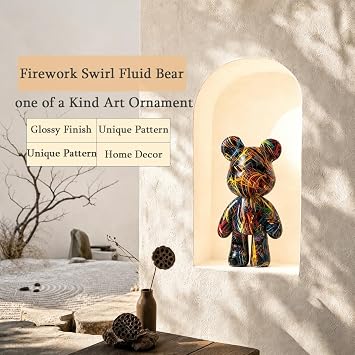 Resin Bear Statue Decor for Home, Animal Sculpture Ornament for Indoor Room (Type B)