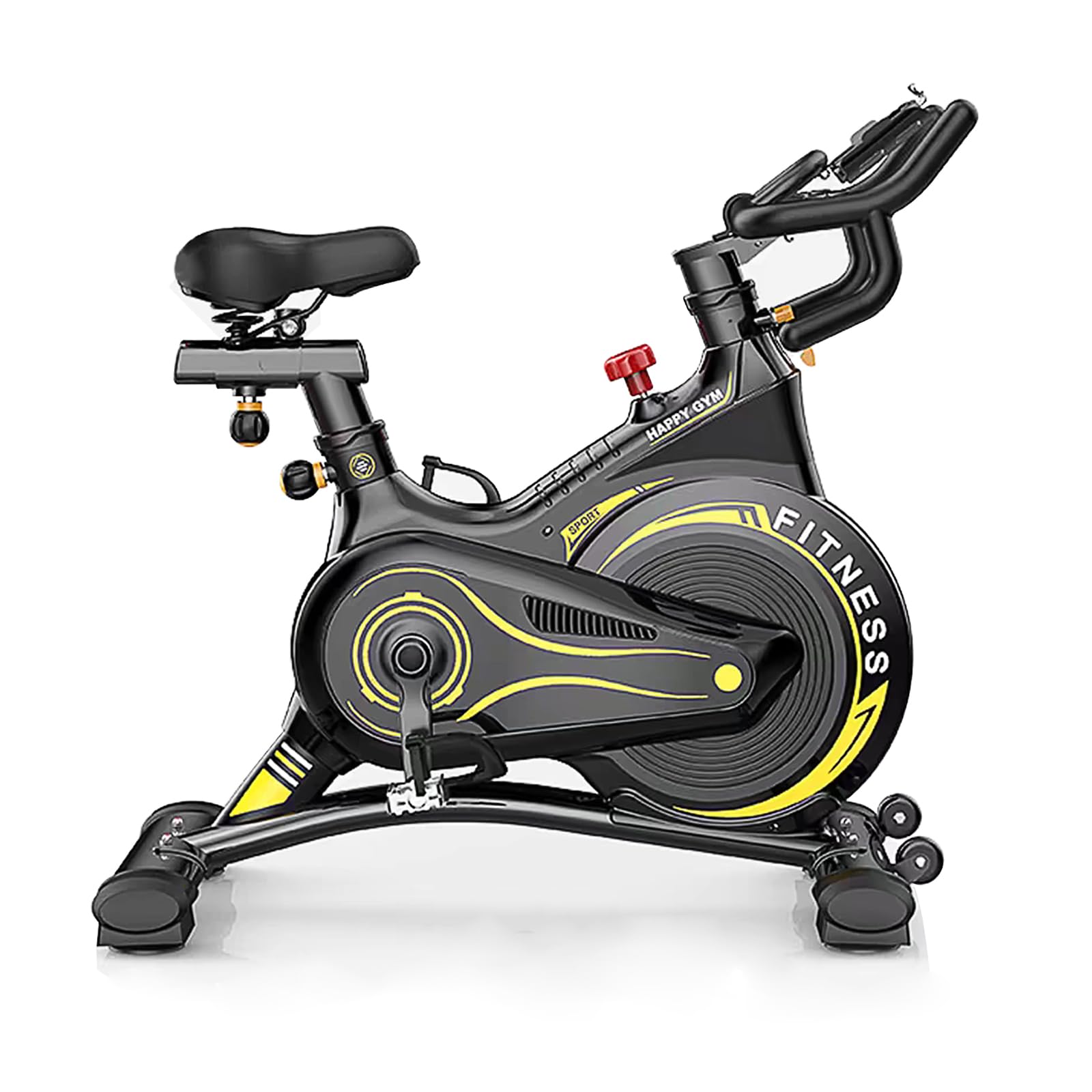 Cyclette Professionale Magnetica,Bicicletta Cyclette da Casa con Resistenza Regolabile e Sensori di Frequenza Cardiaca,per Fitness ed Esercizio a Casa, Max.150 kg(Yellow)