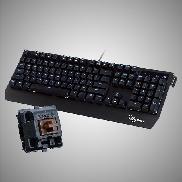 Rosewill Clicky Mechanical Gaming Keyboard with Cherry MX BR Switch Backlit Brown LED Gaming Mechanical Keyboard 104 Key