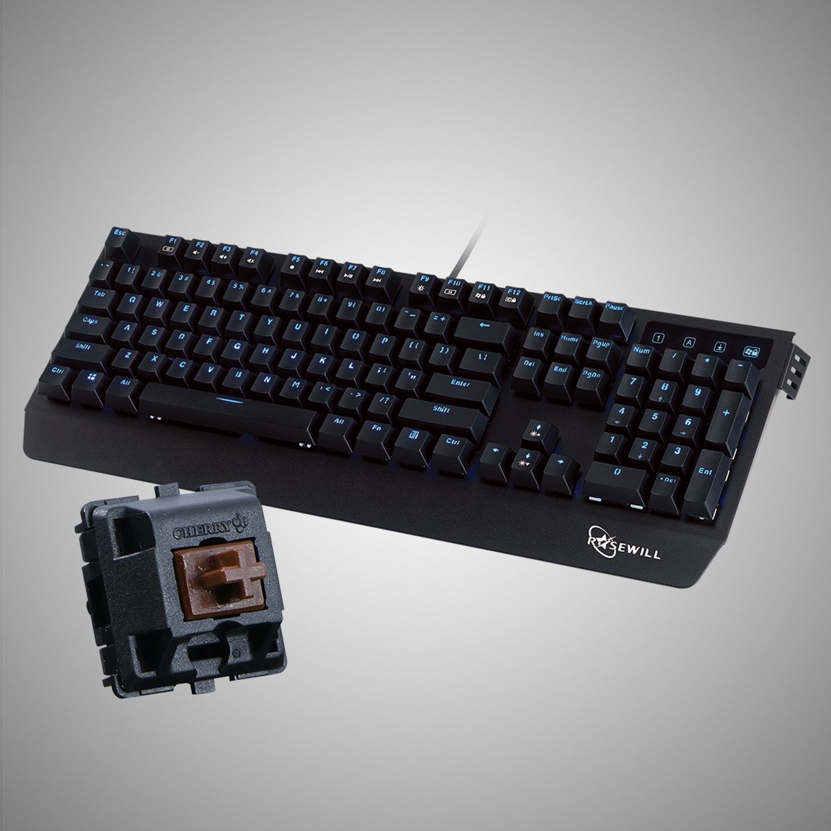 Rosewill Clicky Mechanical Gaming Keyboard with Cherry MX BR Switch Backlit Brown LED Gaming Mechanical Keyboard 104 Key