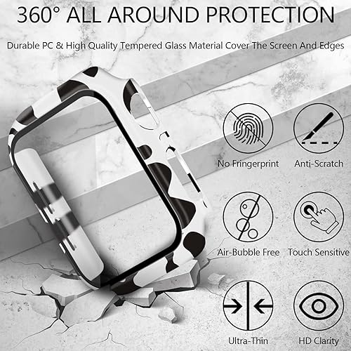 Miniatura 4 de Paquete de 2 protectores de pantalla de vidrio templado para Apple Watch Series 7654321Series SESE 2, cubierta de marco de policarbonato duro de