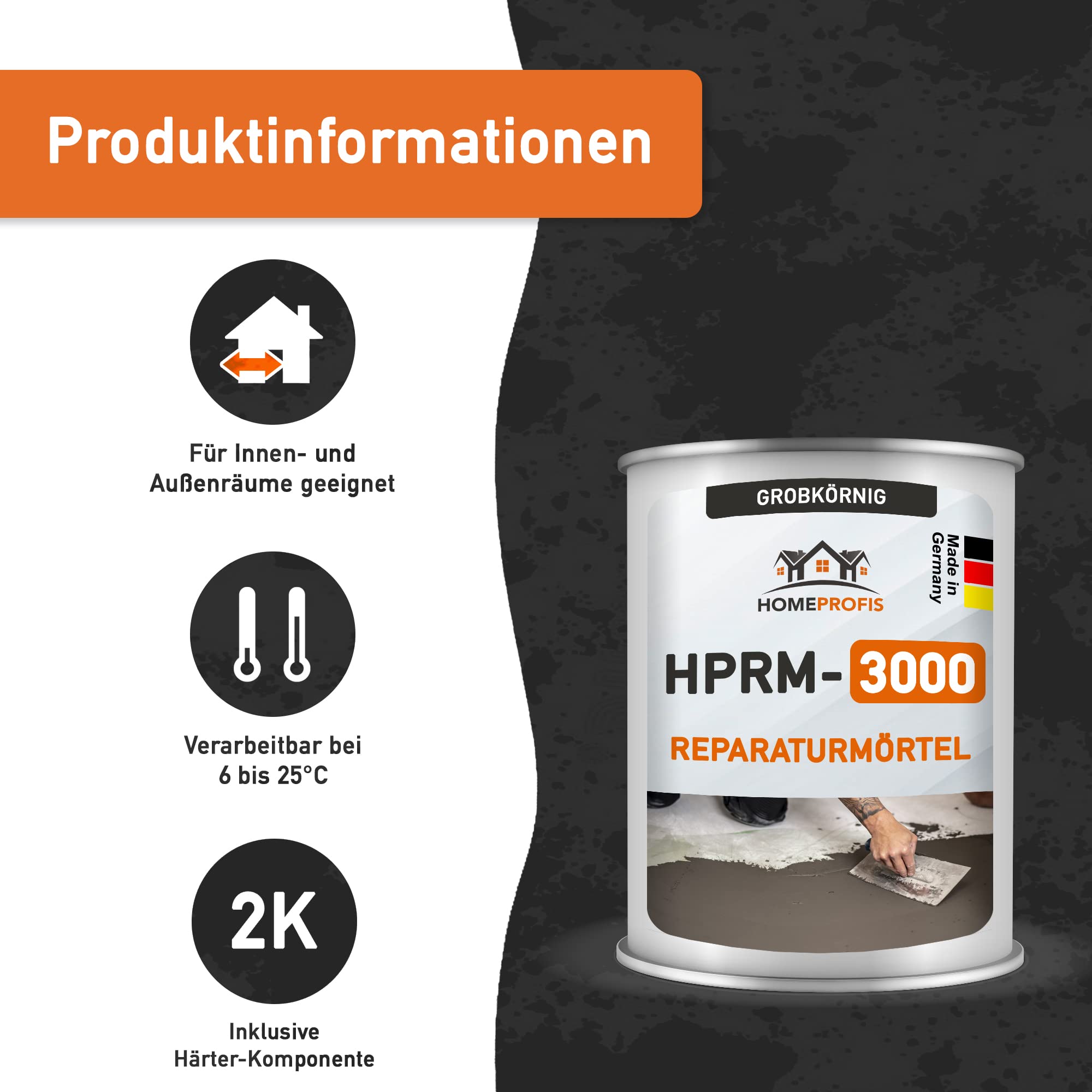 Home Profis® HPRM-3000 Reparaturmörtel auf Epoxidharz Basis (10 kg) Fugenmörtel Epoxidharzmörtel Reparaturspachtel Pflasterfugenmörtel Bereichsausbesserung Spachtelmasse