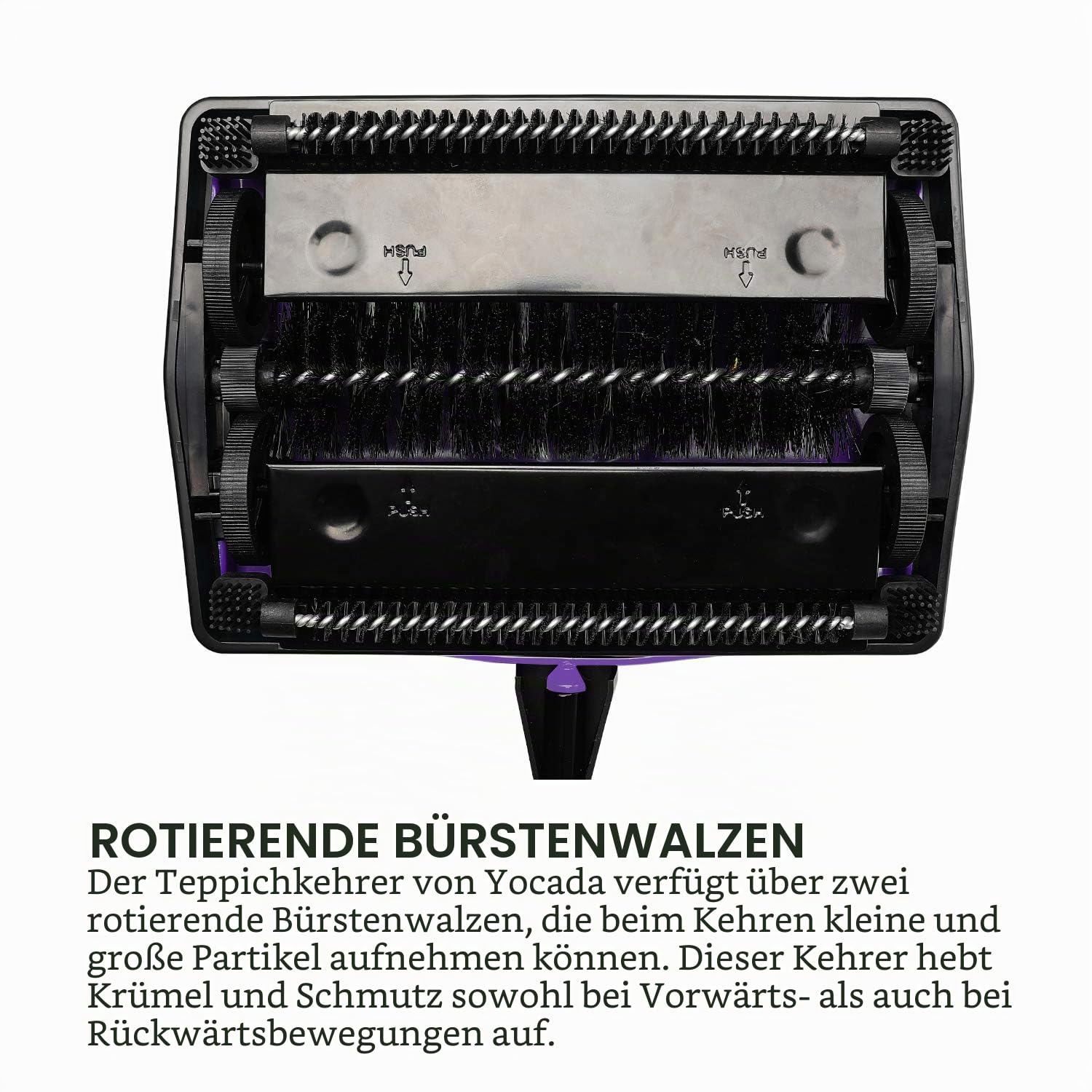 Yocada Teppichkehrer Reiniger für Home Office Niedrige Teppiche Teppiche Unterwolle Tierhaare Staubreste Papier Kleine Müllreinigung mit einer Bürste Lila