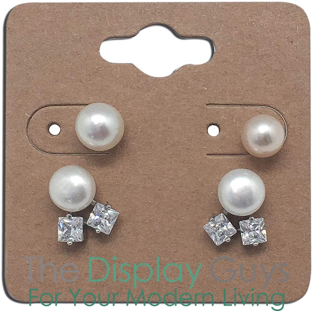 The Display Guys Pack of 100 pcs 2x2" inch (5x5 cm) Kraft Paper Necklace Earrings Display Hanging Cards for Jewelry Accessory Display