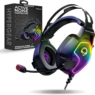 HyperGear SoundRecon Xtreme Pro Multi Platform Gaming Headset - Over Ear Wired Gaming Headphones w/Noise Cancelling Microphone for PC, Mac, Desktop, Video Games & Streaming, in-line Controls - Black