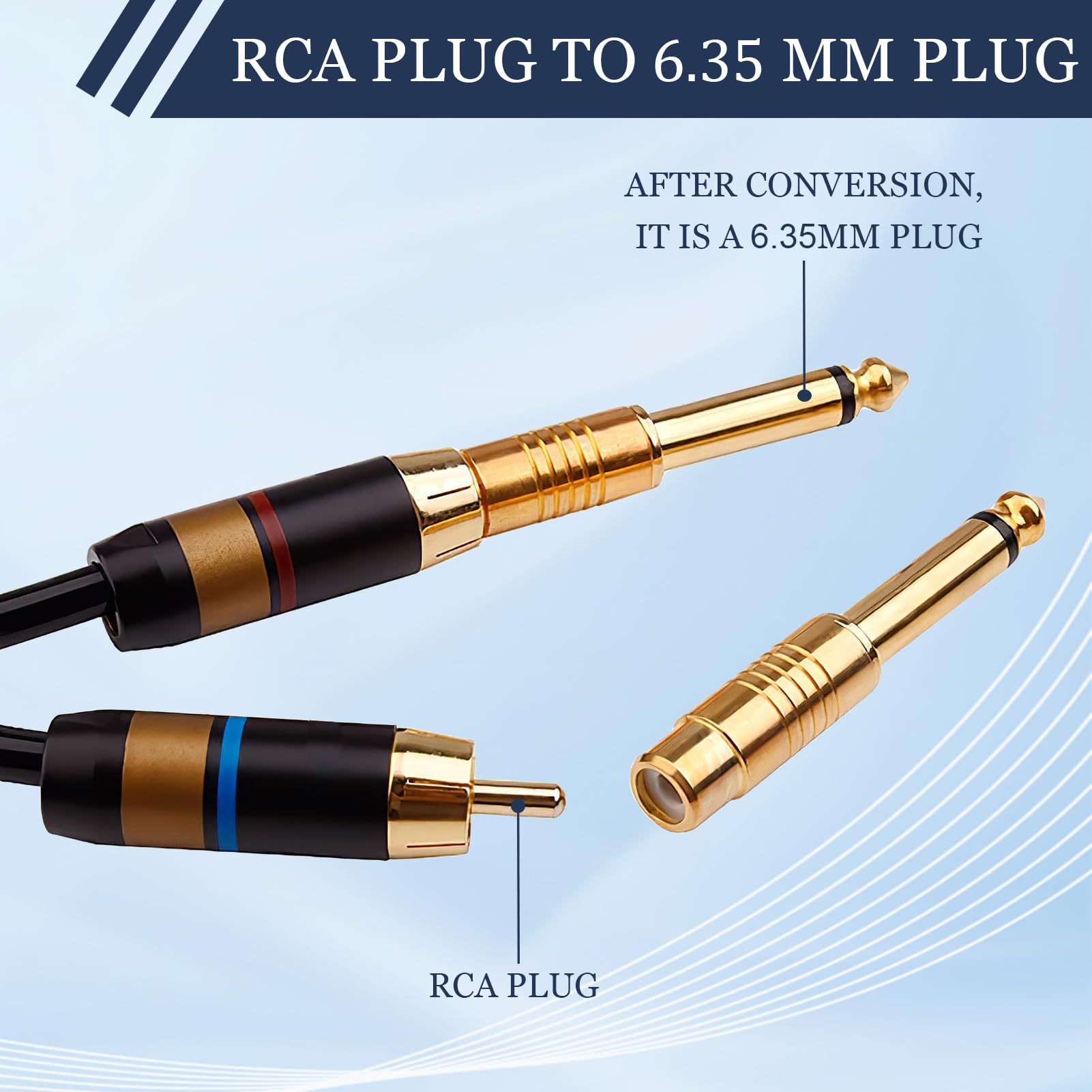 2 Adattatori Audio A 90° Da 6,35 Mm Maschio A RCA Femmina – Connettori Ad Angolo Retto Per Chitarra, Mixer, Amplificatori, Alta Qualità In Rame