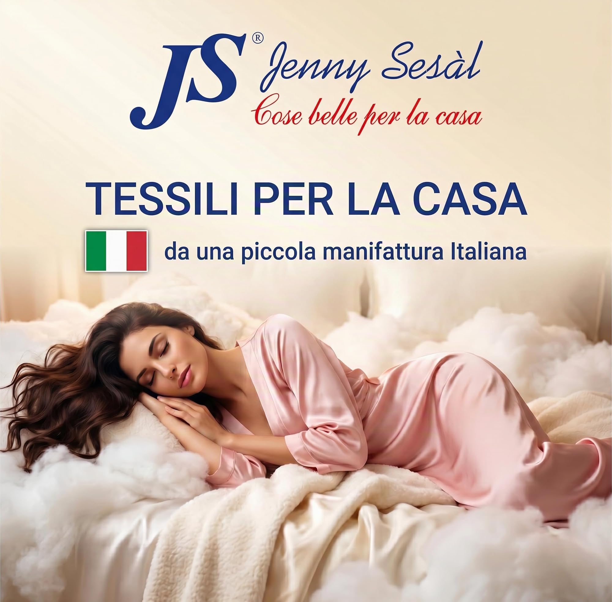 Jenny Sesal Set lenzuola letto - tinta unita - Made in Italy Completo Matrimoniale - PANNA - Set Lenzuola + Federe