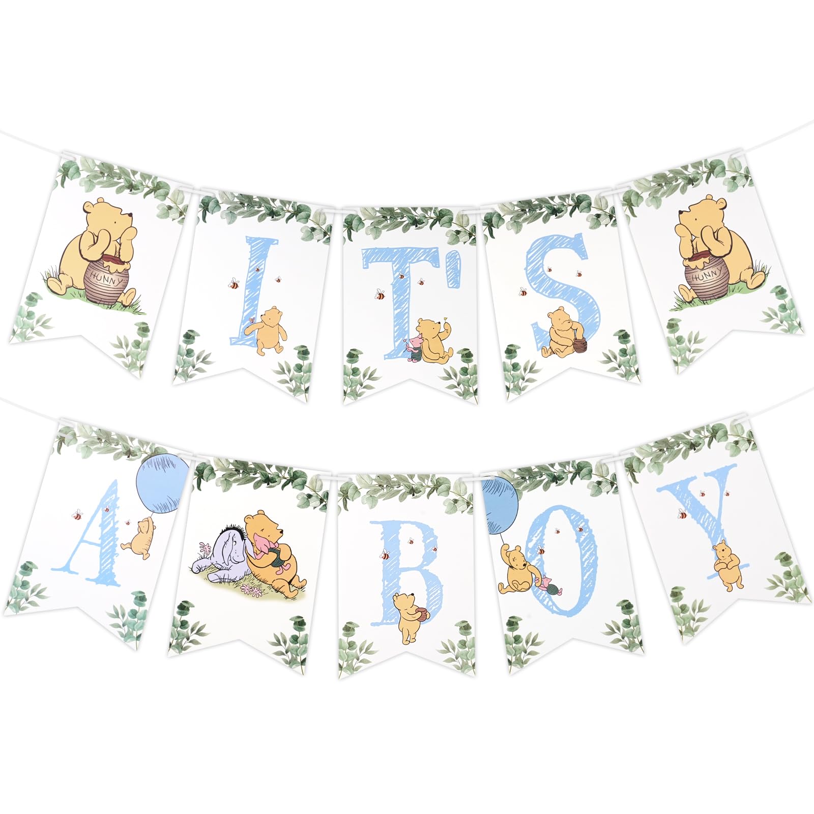 Winnie IT'S A Boy Banner for Baby Shower Decorations Boys Baby Shower Banner for Boys Party Birthday Decorations