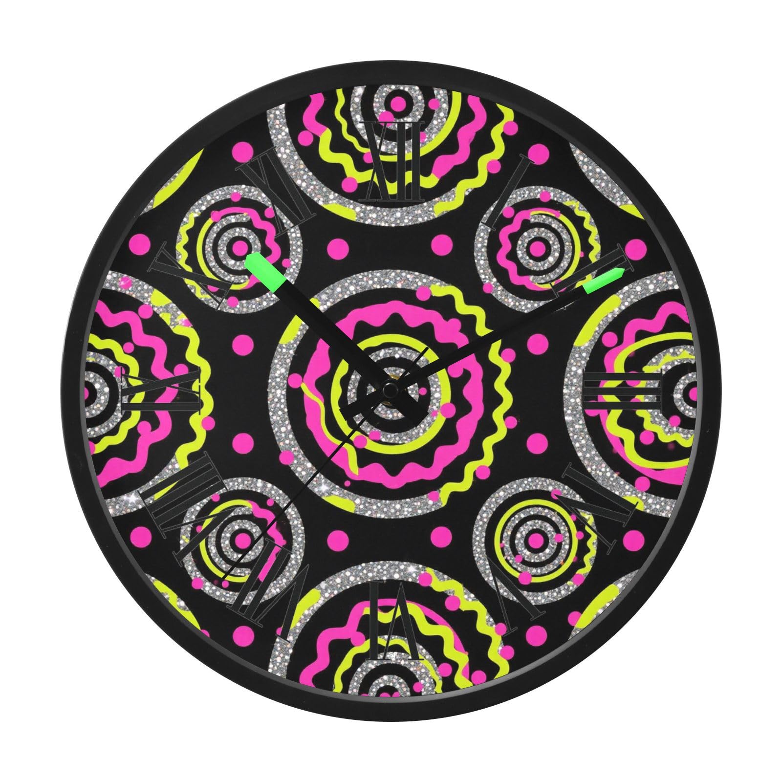 Horloge murale silencieuse lumineuse résout le bruit nocturne motif abstrait 30,5 cm