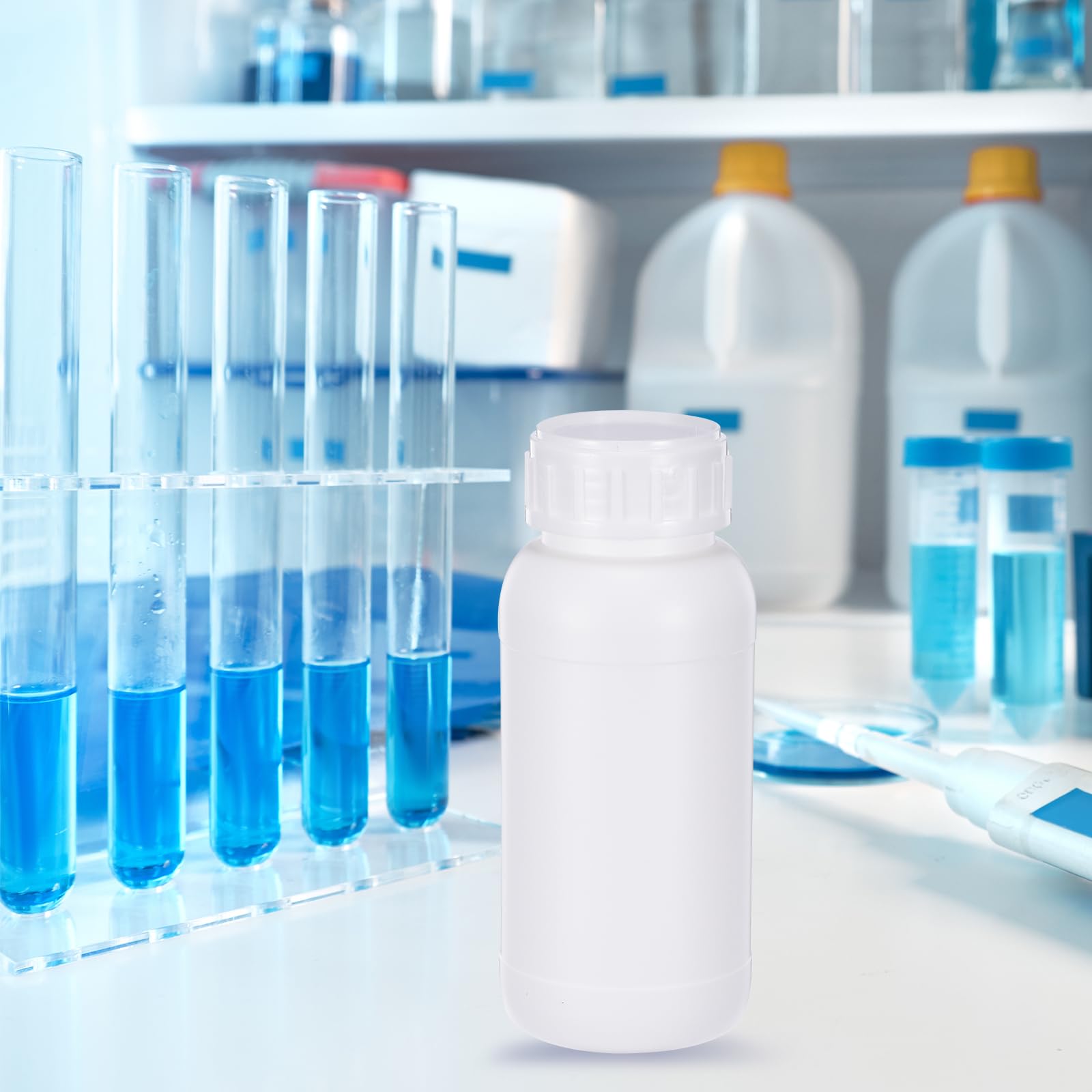 PATIKIL 20Pcs Bouteilles de Réactif de 250 ml, Bouchon à Vis, en PE, à Col Étroit, pour Stockage de Liquides Réactifs de Laboratoire, d'Échantillons Solides, Translucides Blanches
