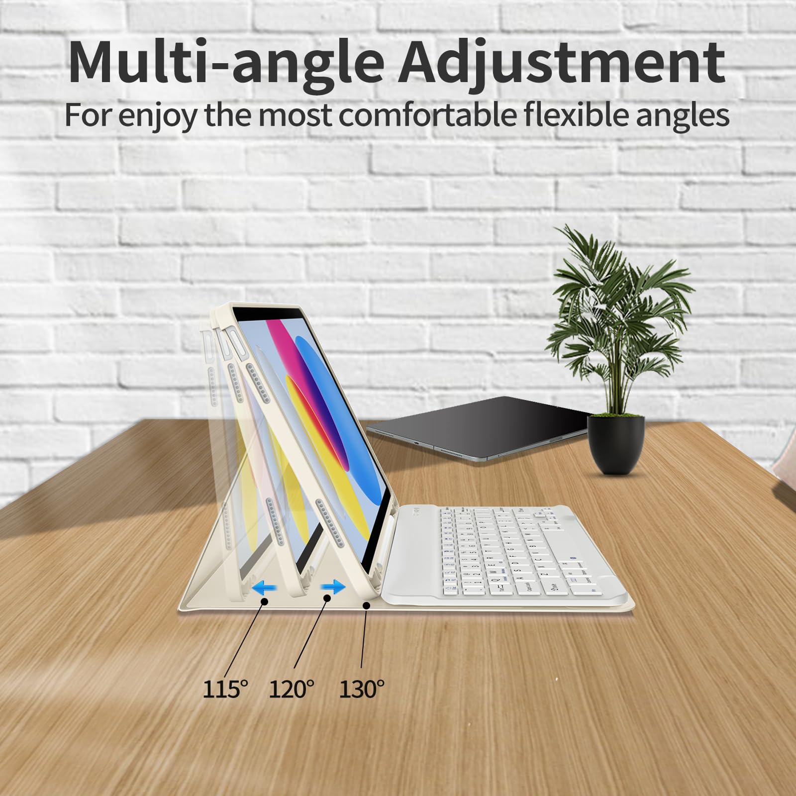 KenKe Funda con teclado para iPad de 10.9 pulgadas (10.9 pulgadas 2022)/iPad (A16) 11ª (11 pulgadas 2025) con soporte izquierdo para lápices, delgada y ligera, funda para teclado Bluetooth inalámbrico
