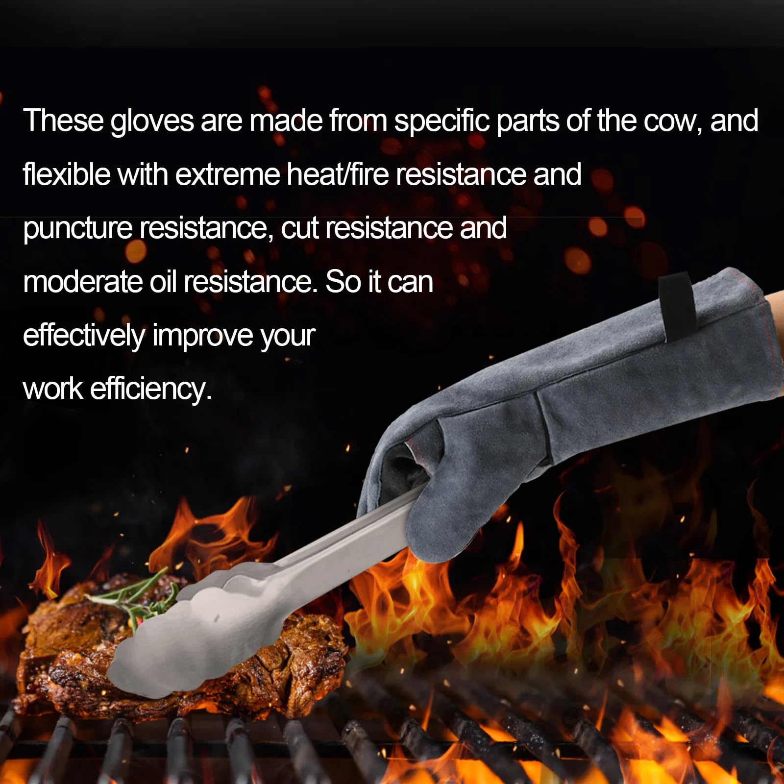 HZXVOGEN Gants de soudage résistants à la chaleur pour barbecue - 40,6 cm - 500 °C - Pour poêle à bois - Anti-aboiement - Anti-morsure - Taille unique pour homme et femme