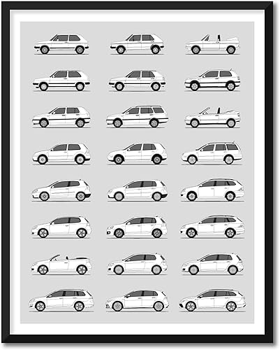 Miniatura 5 de Volkswagen VW Jetta Inspired Poster Print Wall Art Handmade Decor of the Jetta Generations History Evolution (8x10" Print (Unframed), Satin Paper)