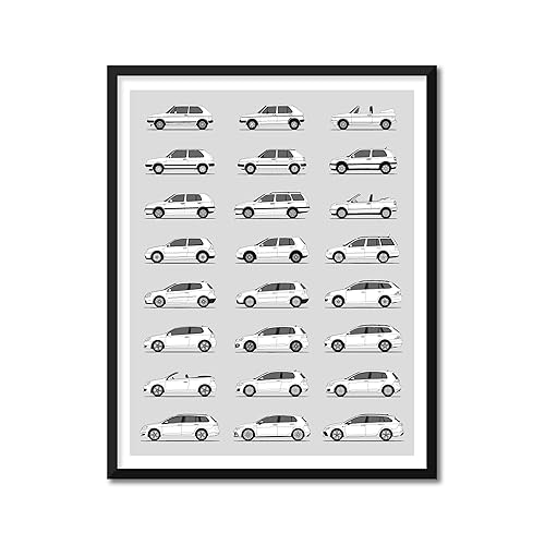 Miniatura 4 de Volkswagen Golf GTI Generations Inspired Poster Print Wall Art the VW GTI (Car Models MK1 to MK7) (17x22" Print (Unframed), Satin Paper)