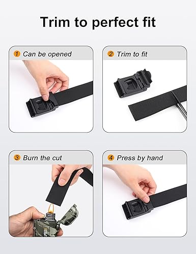 Miniatura 8 de JUKMO Cinturón táctico elástico para hombres, armador de trabajo militar, senderismo, 1.5 pulgadas, cinturón de liberación rápida de nailon elástico