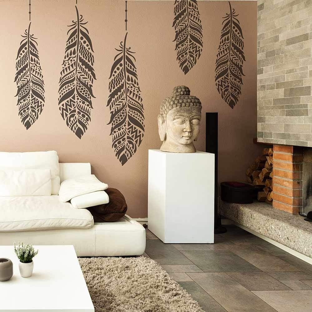 Tribal Feather Wall Art Stencil – Large Stencils for Painting Walls – Try Stencils Instead of Wallpaper – Tribal Stencils for Wall Painting – Stencil Designs for DIY Home Décor (Medium)