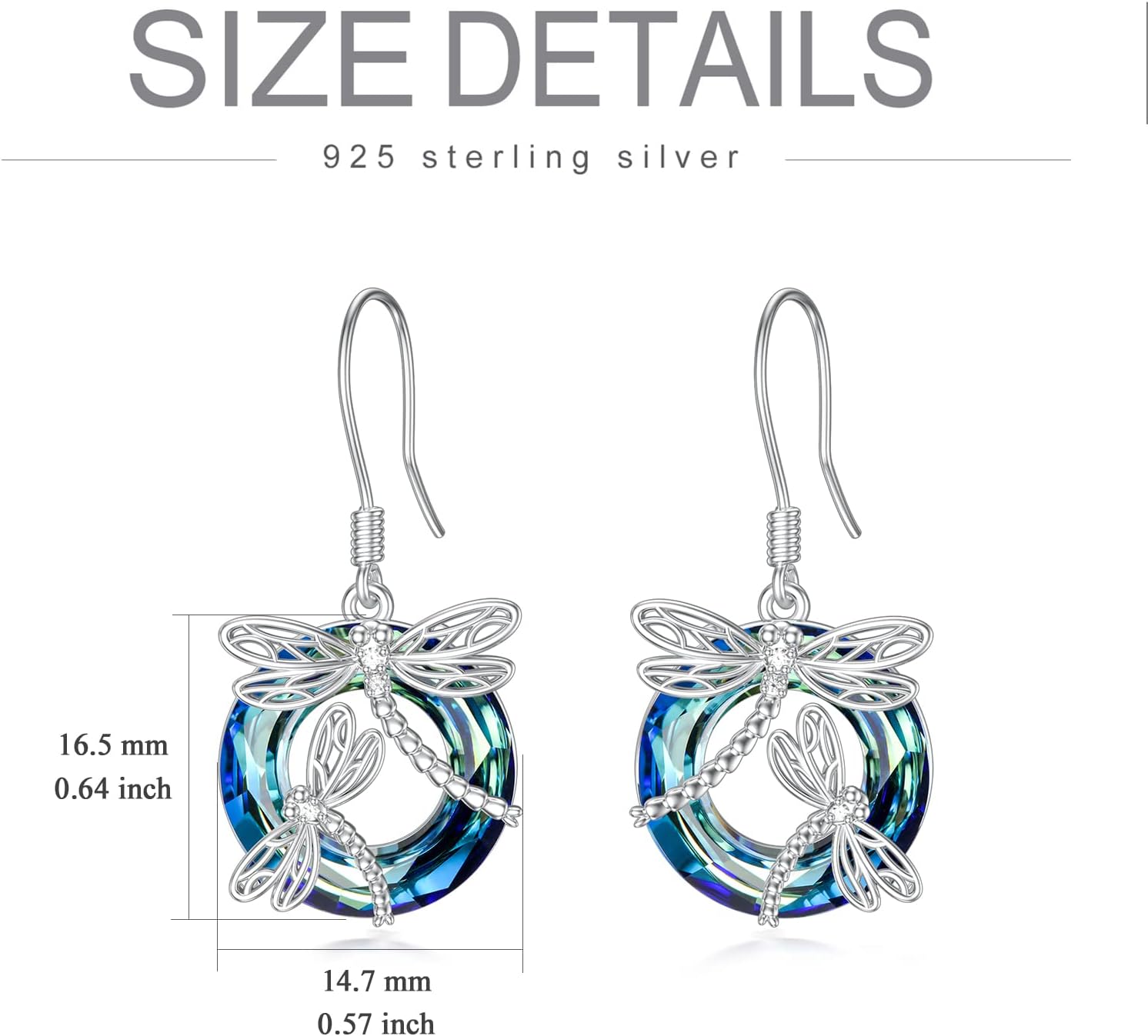 TOUPOP Dragonfly Gifts for Women Sterling Silver Dragonfly Earrings with Circle Crystal Dragonfly Dangle Drop Earrings Jewelry Gifts for Women Mom Birthday Christmas