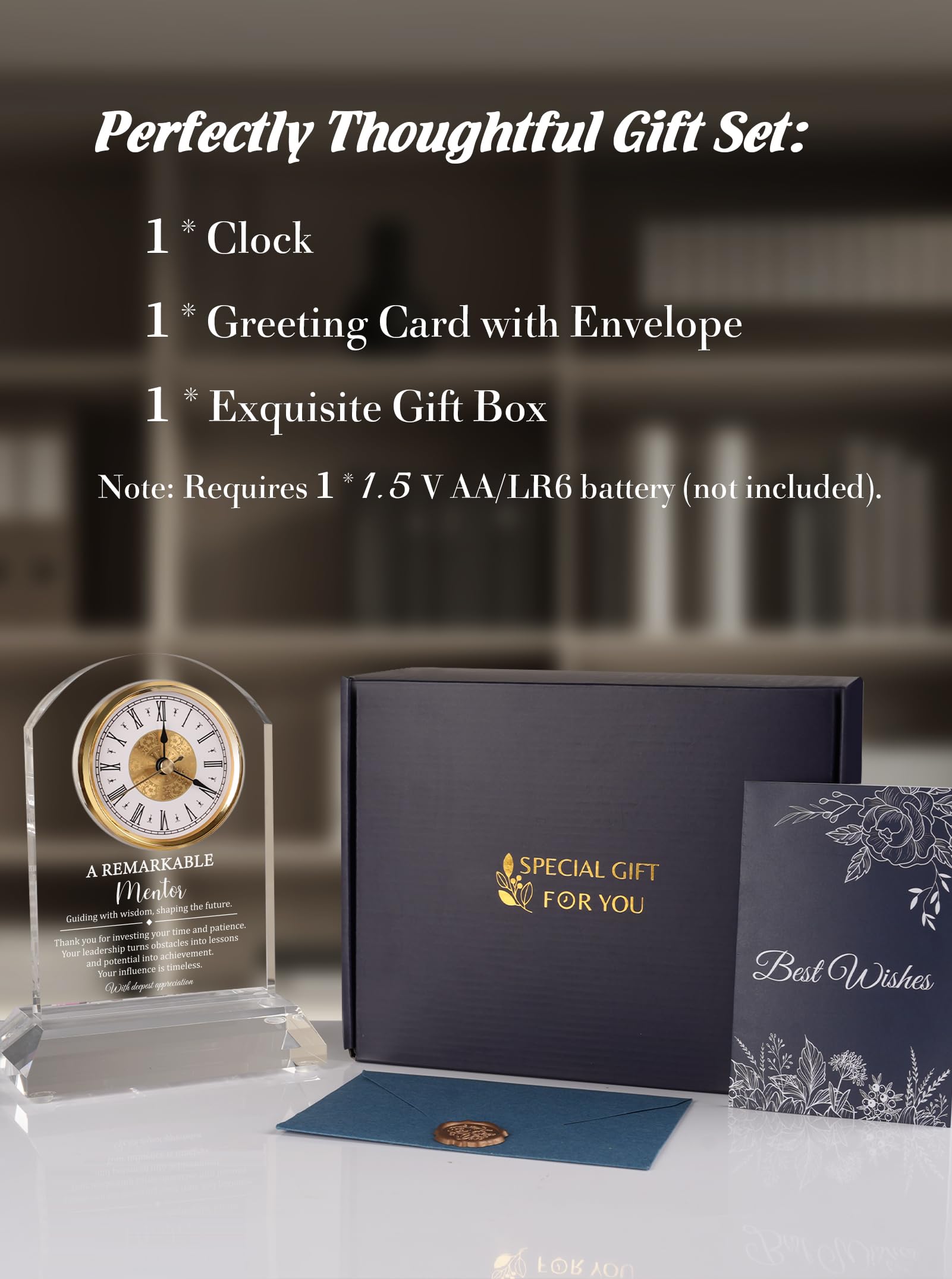 Cadeau mentor pour homme et femme – Horloge de bureau souvenir, Thank You for Helping Me Grow, avec boîte cadeau et carte, décoration de bureau et d'intérieur, appréciation pour enseignant, patron