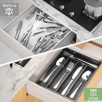 Vista 6 de Organizador pequeño de utensilios de cocina, bandeja de cubiertos de madera, soporte estrecho para cubiertos de madera, divisor de cajones