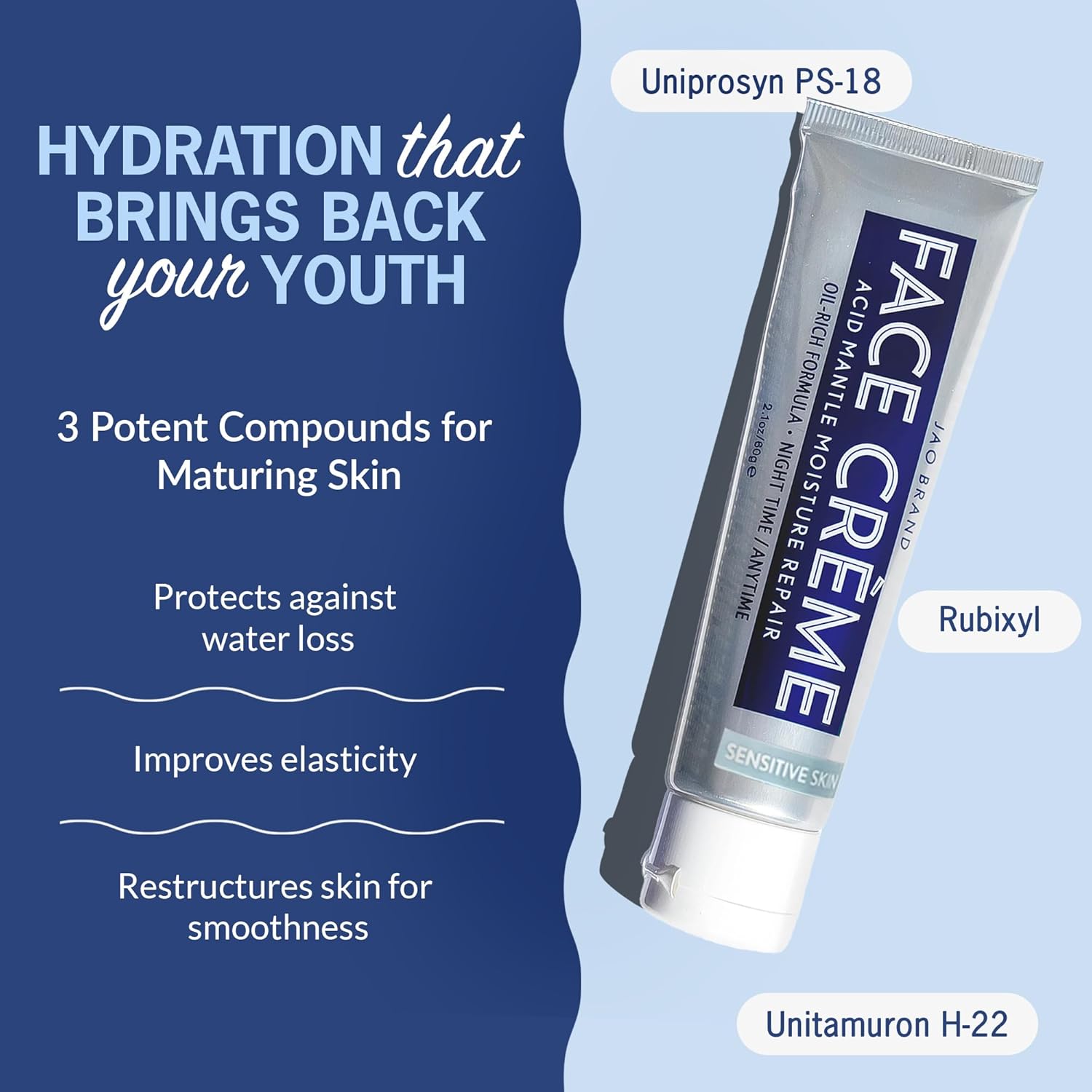 Jao Brand Face Crème | Face Moisturizer For Sensitive Skin | Skincare Facial Moisturizer For Thinning Skin | With Natural Essential Oil | No Phthalates, Sulfates | 2.1 oz