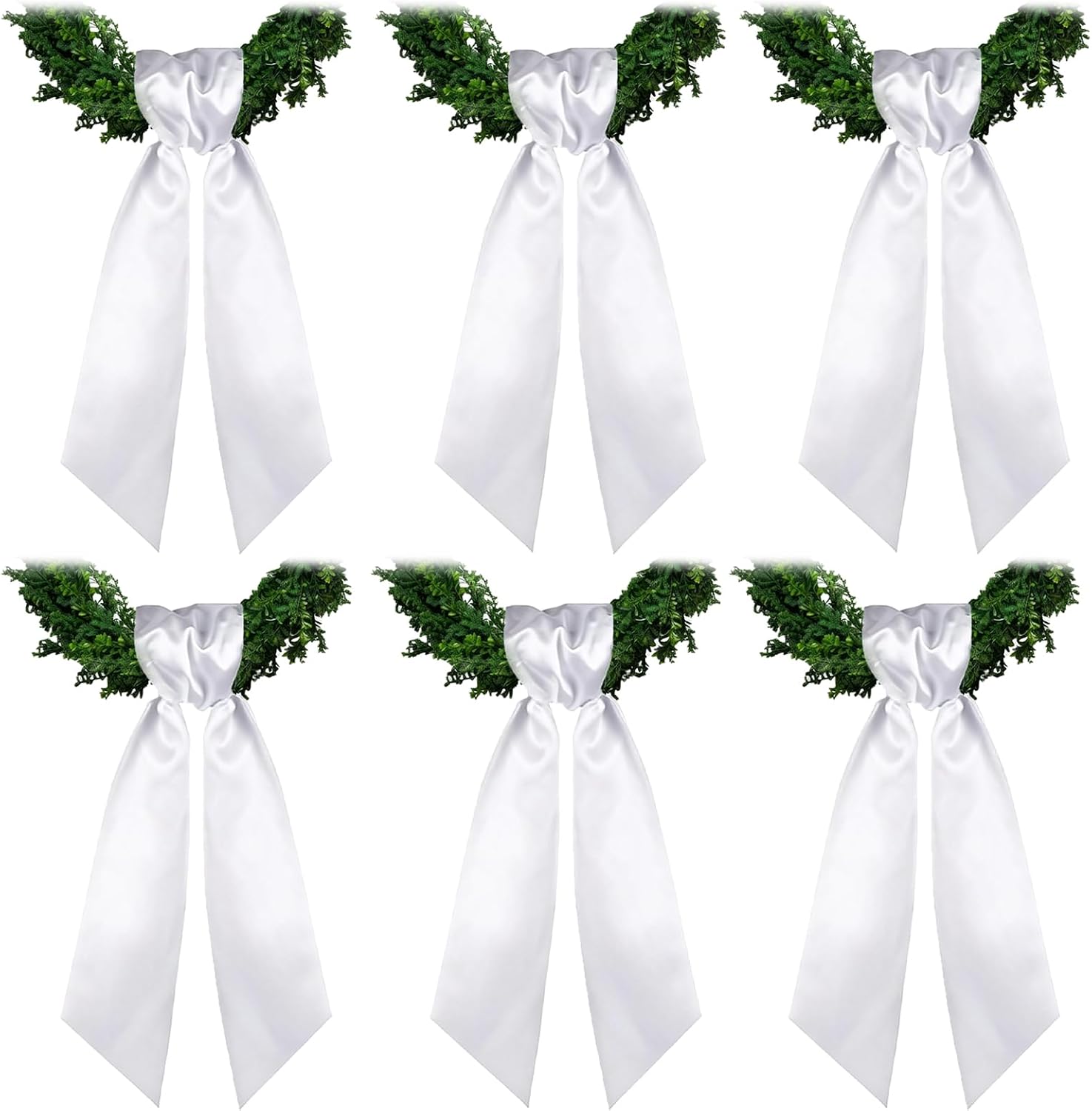 6pcs Wreath Sash for Door Blank White Wreath Sash for Embroidery Plain Blanks for Embroidery Monogram Party Baby Shower Indoor Outdoor Wedding Christmas Home Decor
