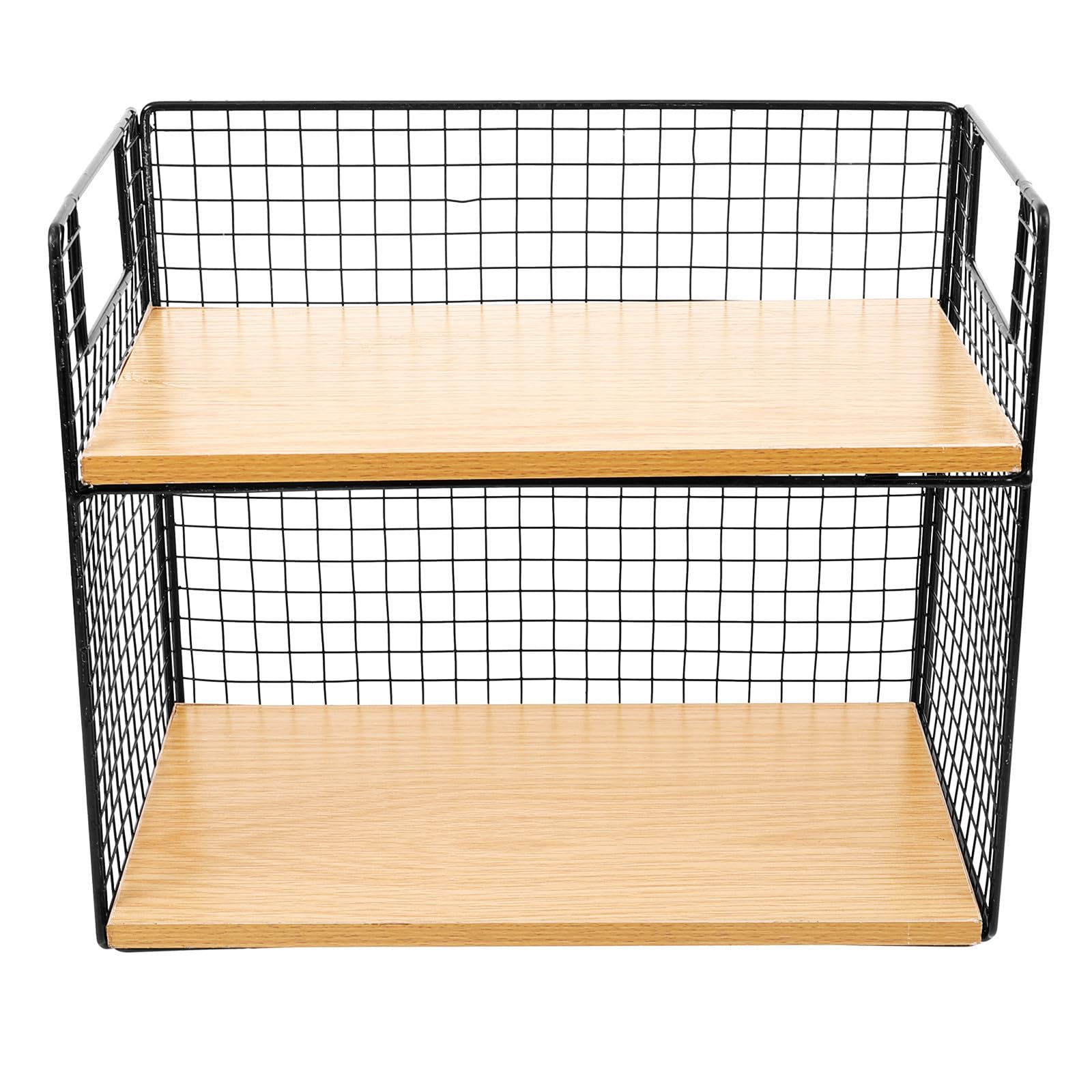 2 stufiges Küchenregal und Schreibtisch Vielseitiges Aufbewahrungsregal für Küche aus Metall und Holz mit Schwarzem Rahmen Praktischer Organizer für Gewürze und Arbeitsplatte