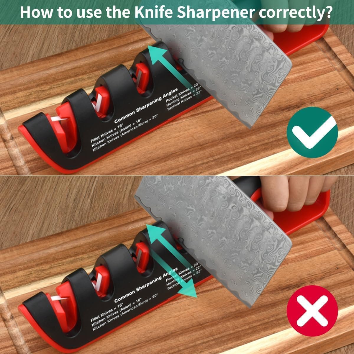 4-in-1 Manual Knife Sharpener for Kitchen Knives & Scissors – Tungsten Carbide and Ceramic Sharpening Stones with Non-Slip Base, Adjustable Angle Guide for All Blade Types (Black)