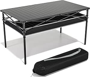 Folding Camping Table with Storage Net and Carrying Bag