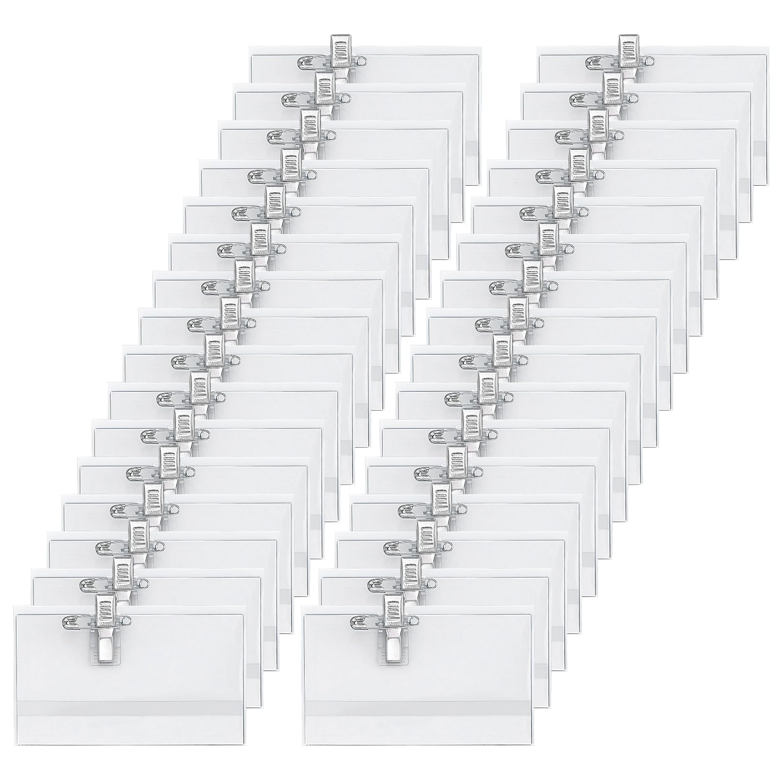 Targhette per nome trasparenti 90 x 56 mm con clip per vestiti