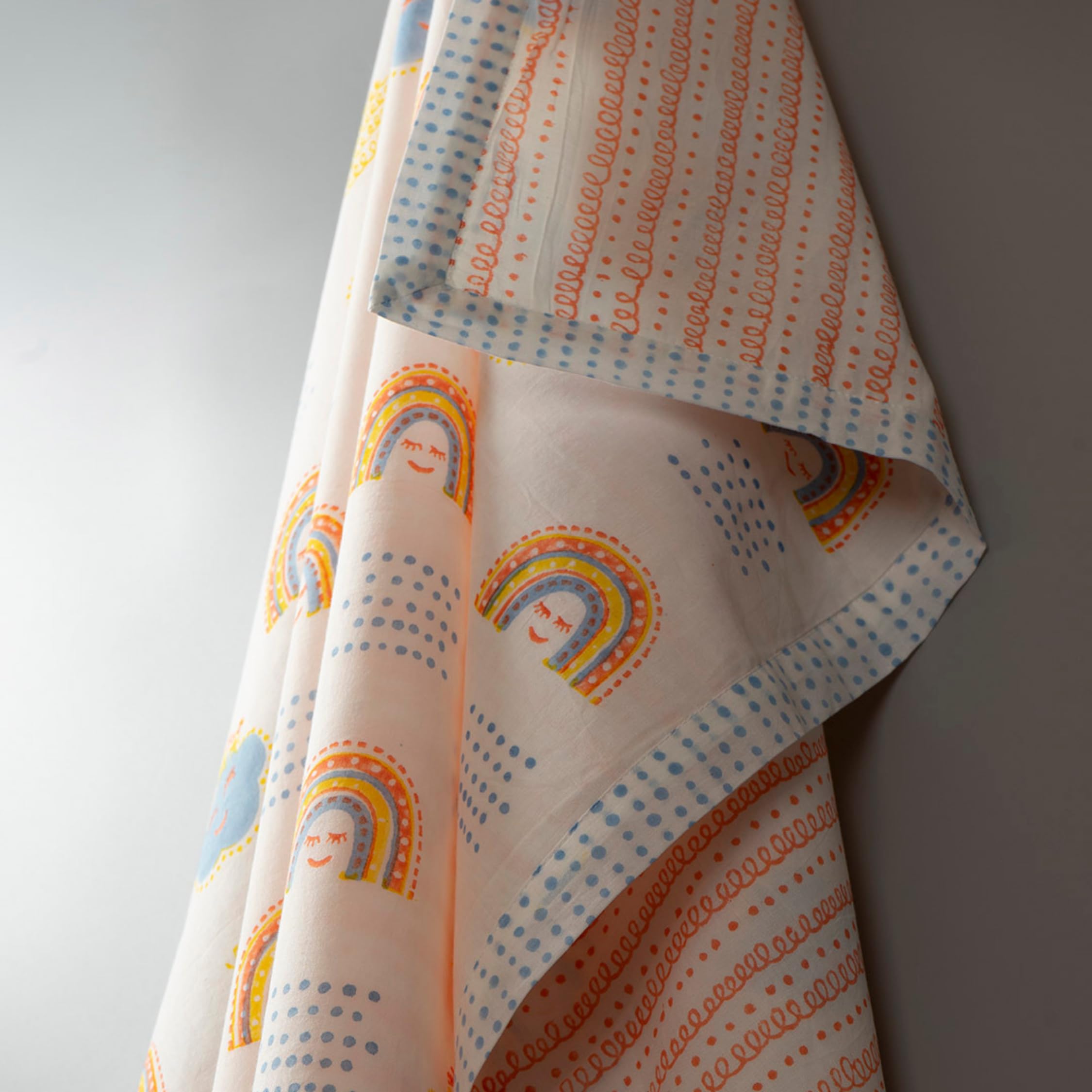 Gudgoodie 100% Cotton Muslin Dohars - 3 Layered Reversible Blanket for Summers/Winters | Lightweight & Breathable | Baby & Toddler (42x42 inch), Rainbow Dreams Design 3