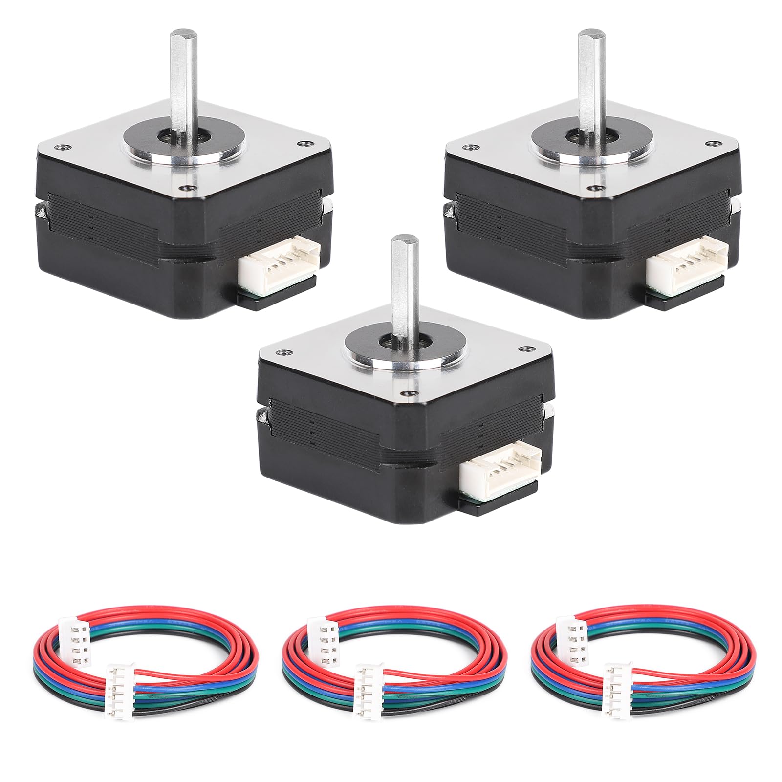 EFUTURETIME 3pcs Motore Passo-Passo Nema 17 42-23, 16 Ncm 1.8° per Giro, 3,6 V/1A 2 Fasi 4 Fili con 1m Cavo per Motori di Stampanti 3D, Fresatrici CNC, Bracci Robotici e Incisori Laser