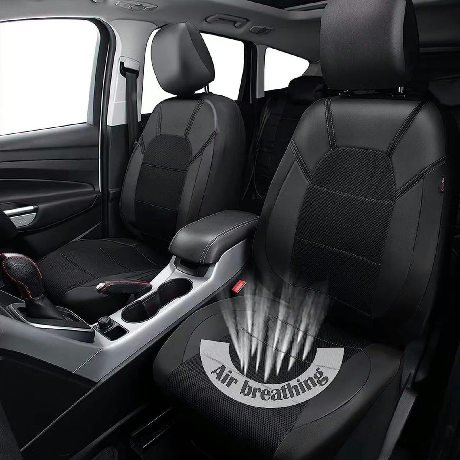 Fundas Asientos Coche,para Opel Corsa F 2019-2023 2024 2025 Juego Completo Cuero PU Transpirable Protectores Cubreasientos Delanteros Traseros Airbag,A