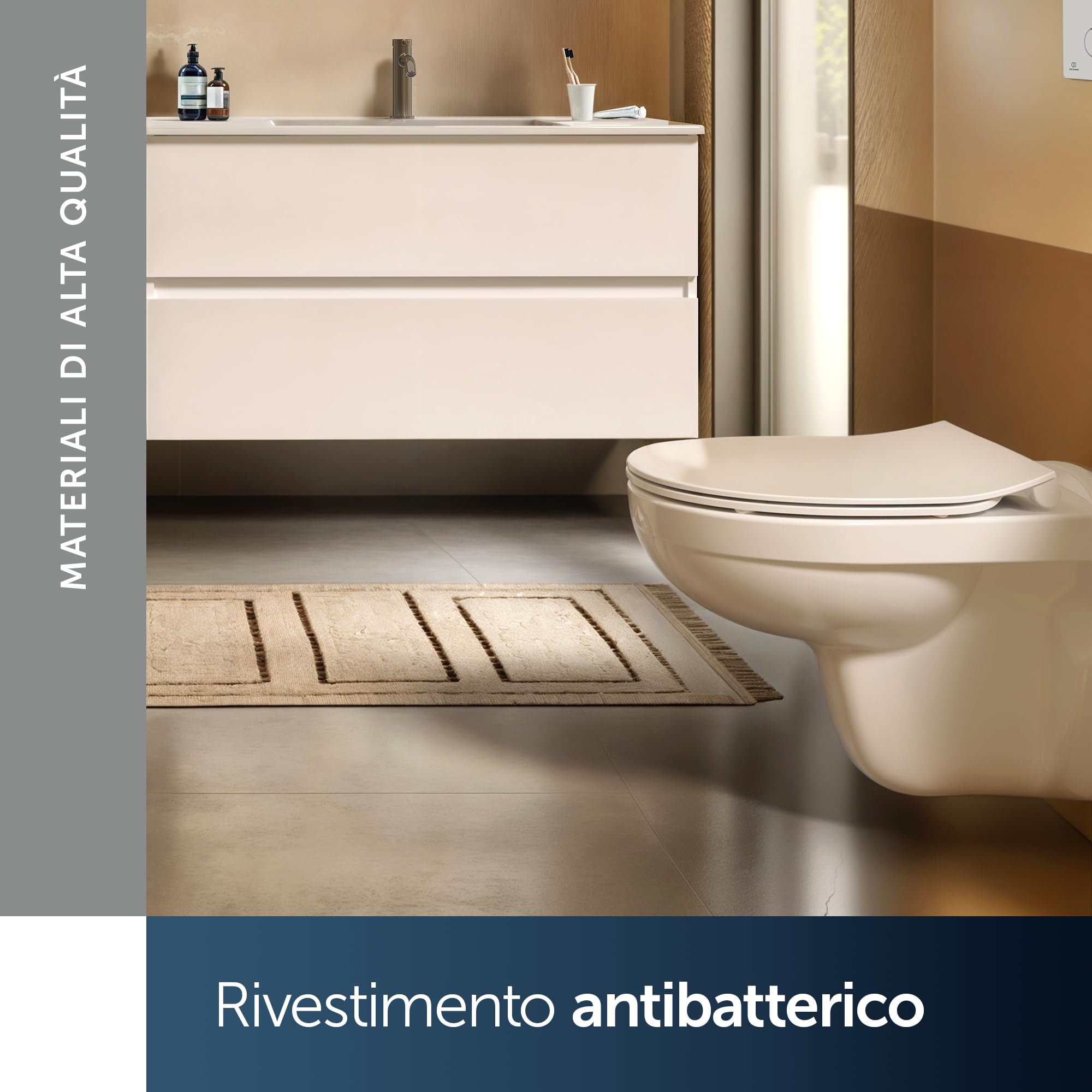 Ideal Standard Tirso Sedile WC universale con meccanismo di chiusura ammortizzata, sedile WC ovale rimovibile per una facile pulizia, antibatterico - Bianco (365x425 mm)