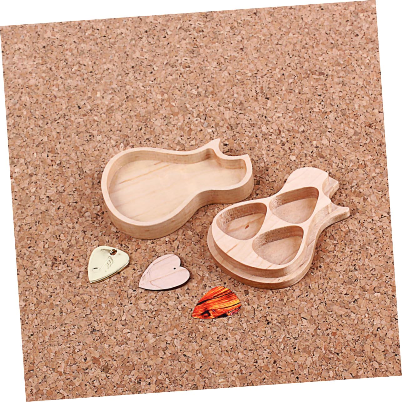 ifundom Estuche para Púas de Guitarra Forma de Guitarra, Madera de Arce, 3 Púas, Adecuado para Regalos Musicales